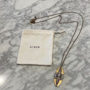 J. Crew Gold-Tone Marquise Pendant Necklace with Clear Crystals
